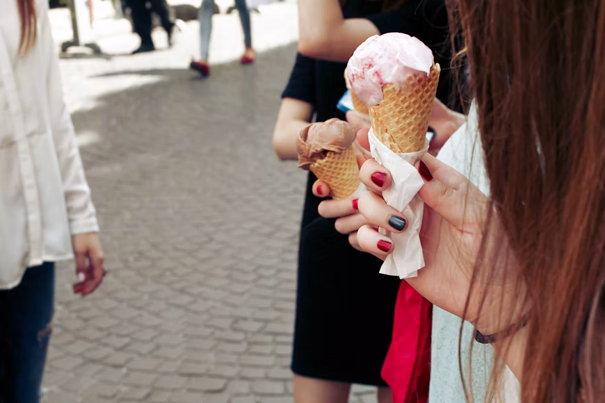 Delicious layered ice cream cones